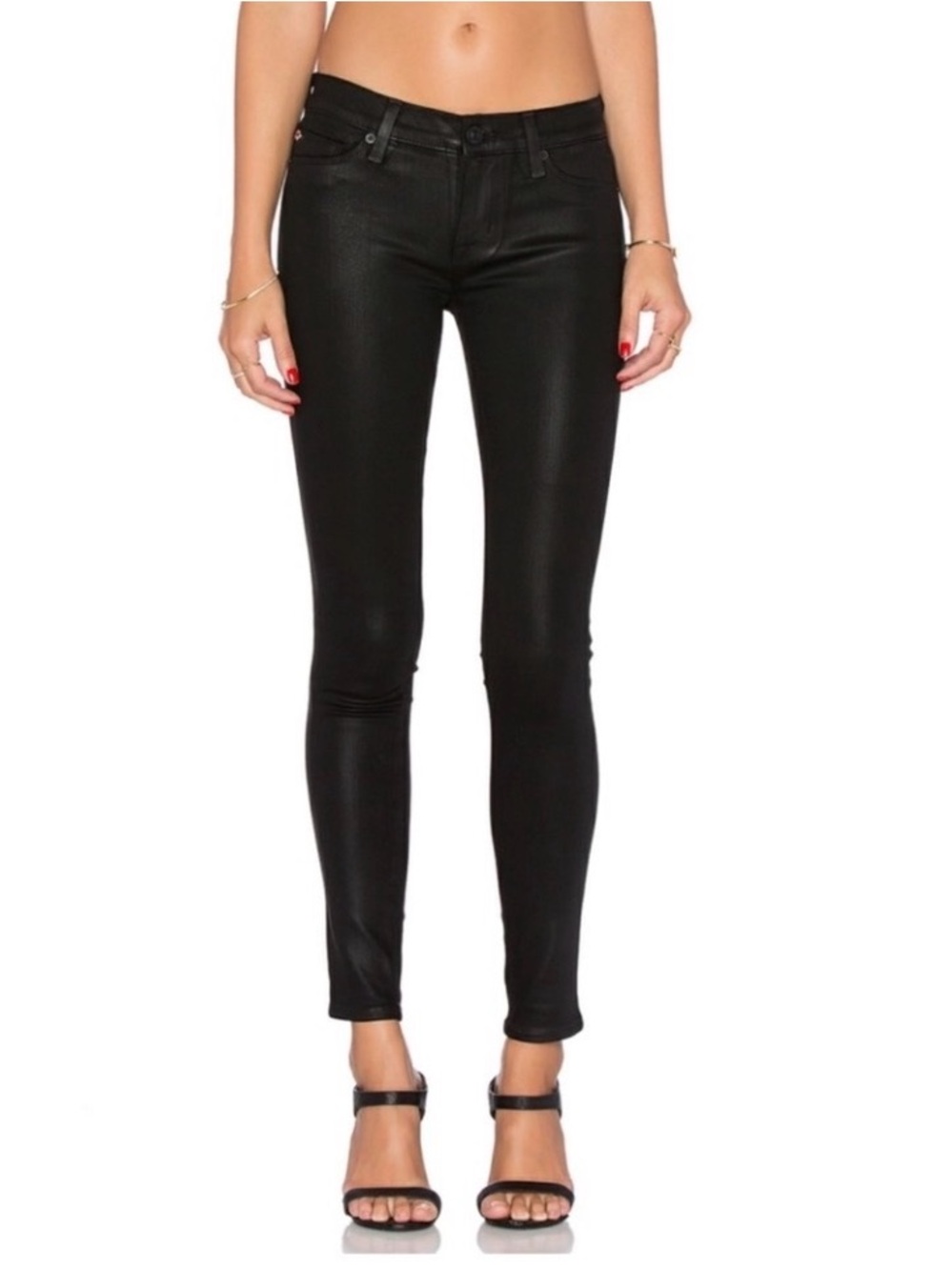 NWOT Hudson Krista Jeans Black Coated Skinny Denim 27